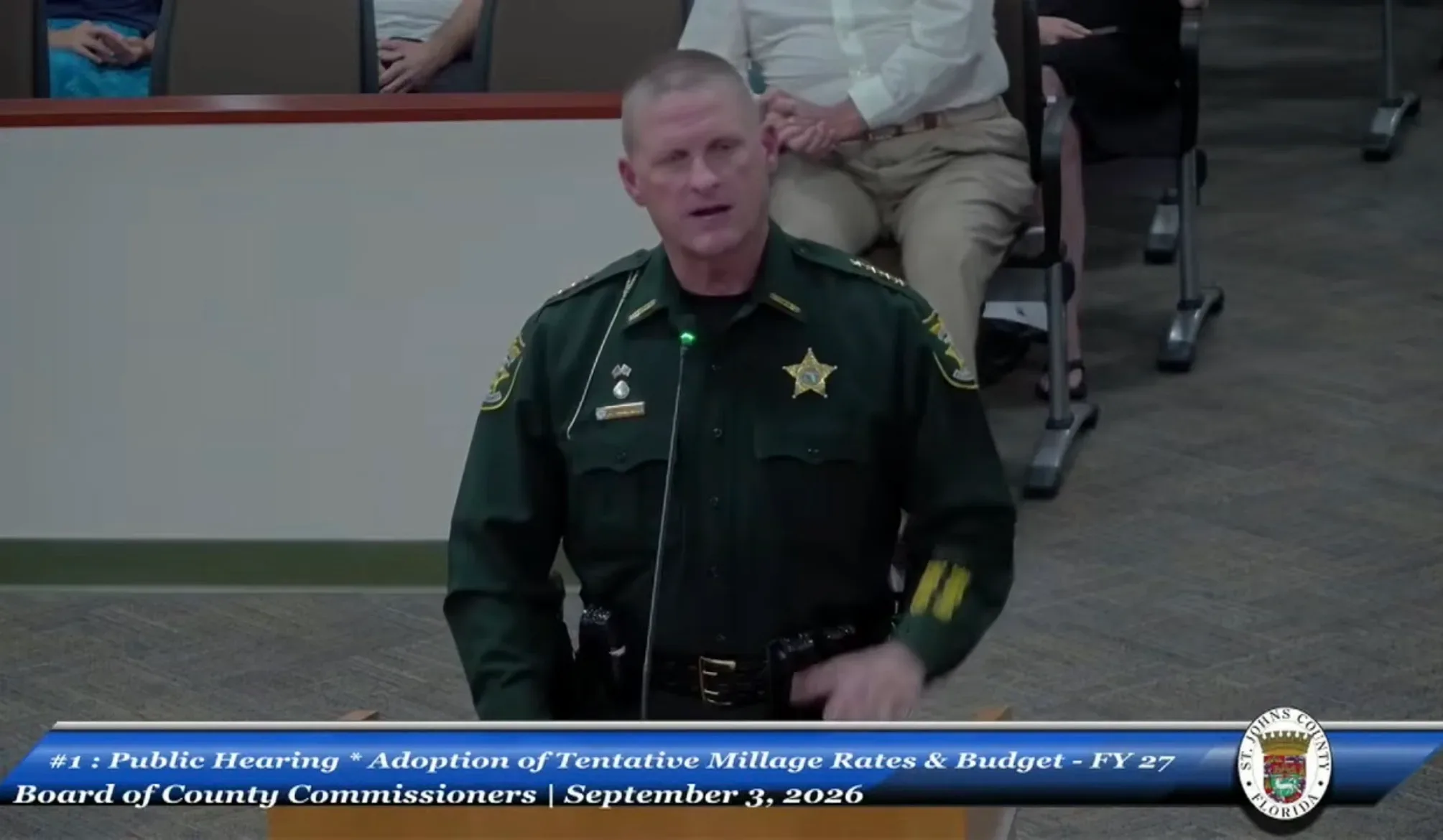 Sheriff Hardwick before the County Commission in September