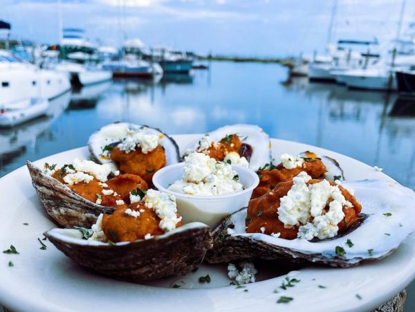 Oyster dish by the water at Hurricane Patty's in St. Augustine