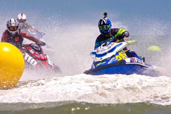 a competitor in The Liqui Moly ProWatercross National Tour on the water in daytona beach