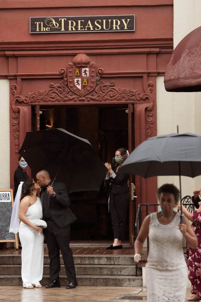 deshazo and jacarra wilkinson host social distancing wedding in st augustine florida