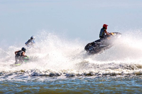 a competitor in The Liqui Moly ProWatercross National Tour on the water in daytona beach
