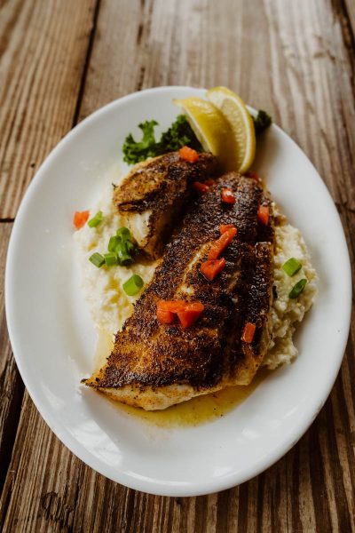 a seafood dish at saltwater cowboys
