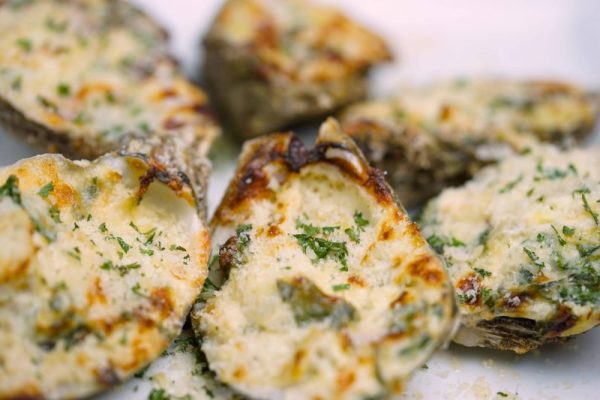 Stuffed broiled Sunset Oysters from Sunset Grille in St. Augustine