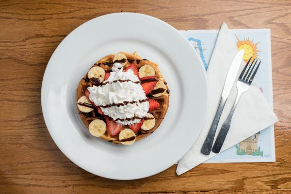 belgian waffles with whipped cream and fruit from anastasia diner st augustine
