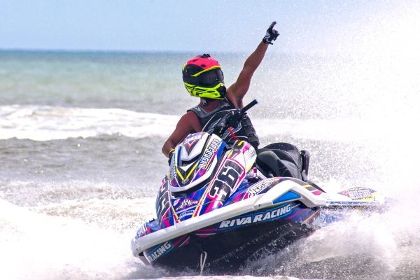 a competitor in The Liqui Moly ProWatercross National Tour on the water in daytona beach
